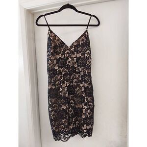 NWT~Express Black Swirl Lace & Nude Lining Party Mini Dress Sz 8